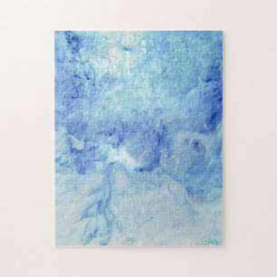 "Blizzard" collection- blue and white abstract Jigsaw Puzzle