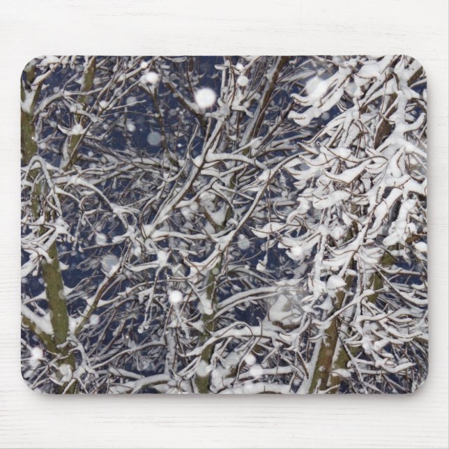 Blizzard Tree with Snow Covered Branches Photo Mouse Pad (Front)