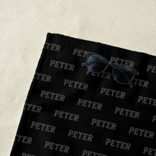Blk Name Pattern Modern Masculine Beach Towel