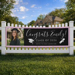 BLK & PINK 2026 Graduation Banner with Photo