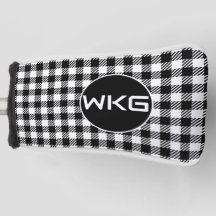 Blk/White Plaid Customized Golf Blade Putter Cover