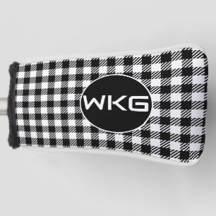 Blk/White Plaid Customized Golf Blade Putter Cover