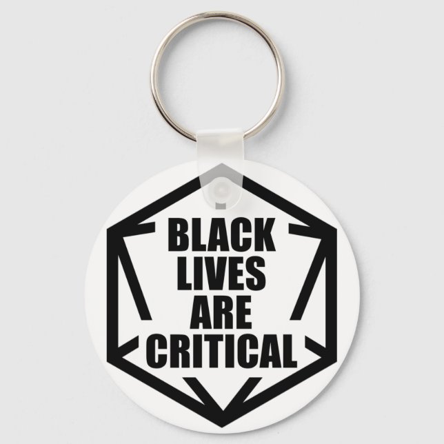 BLM Black Lives are Critical [B&W] Keychain (Front)