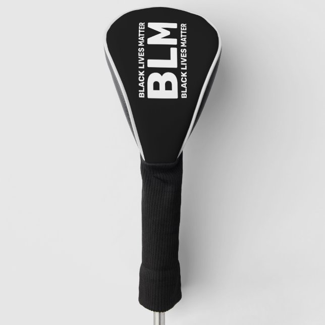 BLM Black Lives Matter White Typography on Black Golf Head Cover (Front)