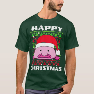 Blob Fish Happy Christmas Cute Festive Santa Hat B T-Shirt