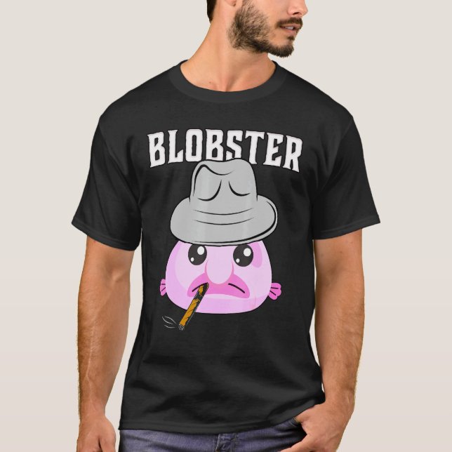 Blobfish Mobster Blobster Fish Fedora Hat And Ciga T-Shirt (Front)