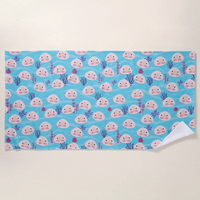 Blobfish ugly fish beach towel (Front)