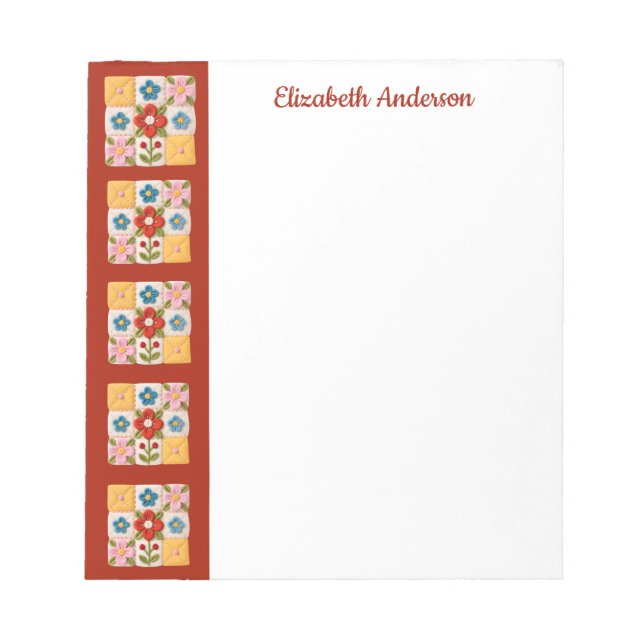 Bloc de carnet de notes à broderie de fleurs (Devant)