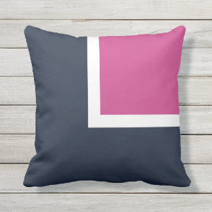 Bloc de couleur blanc rose marine Coussin extérie