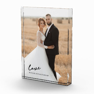 Bloc de photo de mariage élégant écriture amour ma