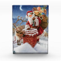 Bloc de photo du Père Noël sur le toit