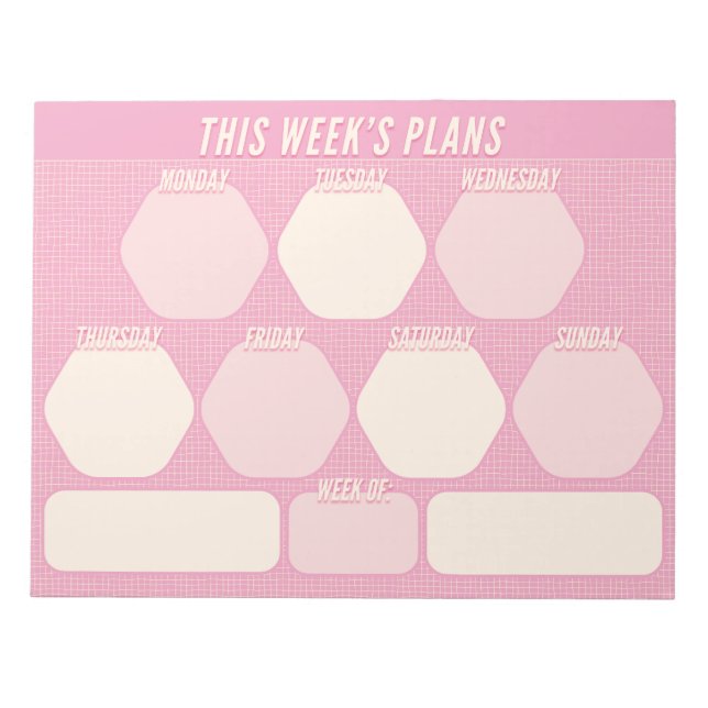 Bloc-note 1980s Pink Hand Drawn Grid Planner Weekly (Devant)