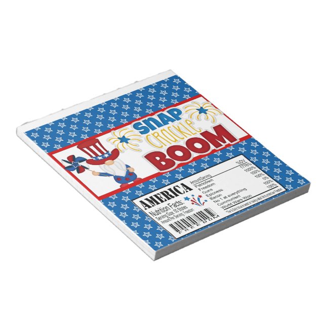 Bloc-note 4 juillet Gnome Candy Bar Wrapper Party (Incliné)
