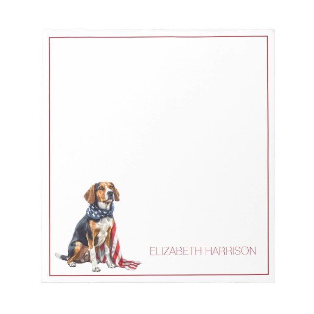 Bloc-note 4 juillet Patriotic Hound Dog Personnalisé (Devant)