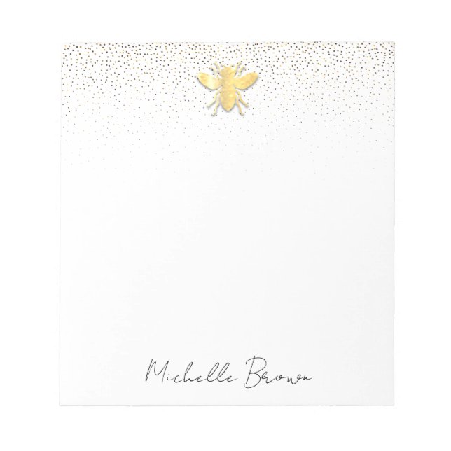 Bloc-note Abeille de miel doré personnalisée (Devant)