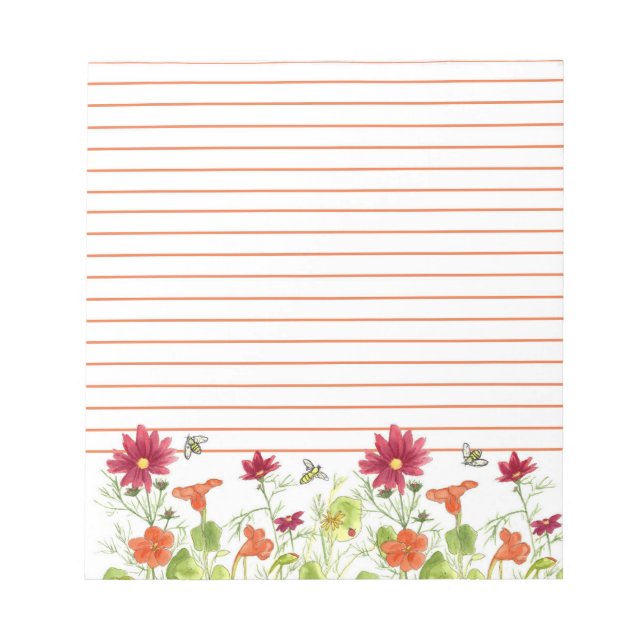 Bloc-note Abeille de miel Orange Nasturtium Cosmos Linked (Devant)