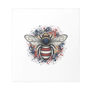 Bloc-note Abeille patriotique gravure vintage vecteur concep