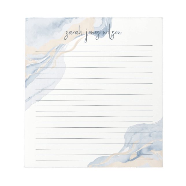 Bloc-note Abstract Blue Beige Coastal Watercolor (Devant)