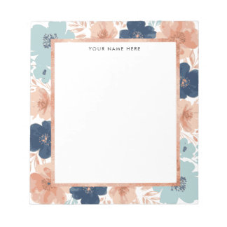 Bloc-note Abstract Floral with Rose Gold Border
