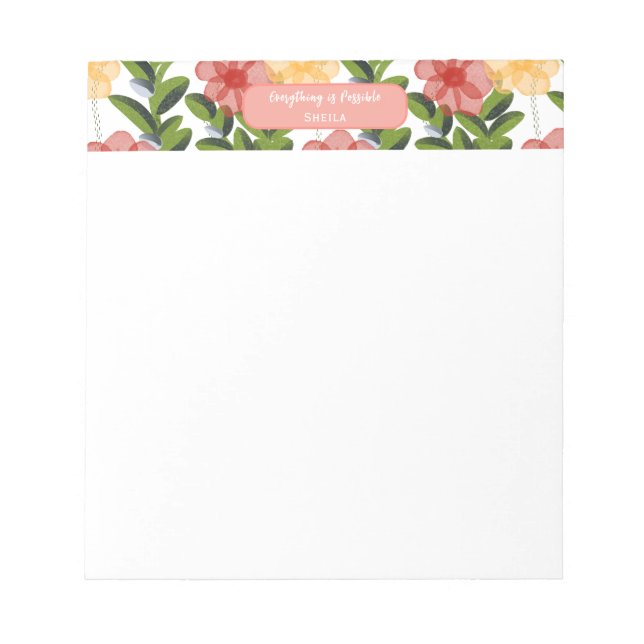 Bloc-note Abstract Watercolour Florals Notepad (Devant)
