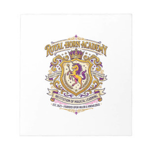 Bloc-note Académie de la Corne Royale de Licorne Stylée Zazz