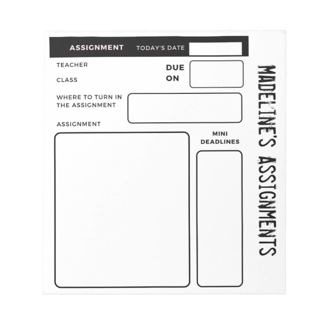Bloc-note ADHD Kids Pad personnalisé pour le suivi des tâche (Devant)