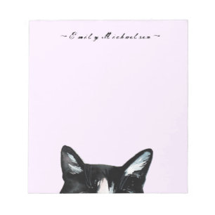 Bloc-note Adorable Curious Peeking Chat et ajouter le nom