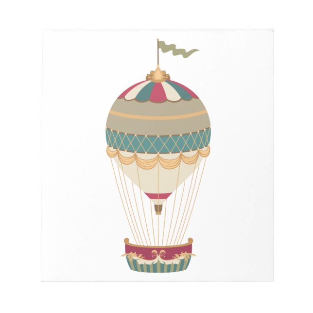 Bloc-note Adorable Steampunk Hot Air Balloon avec drapeau (Devant)