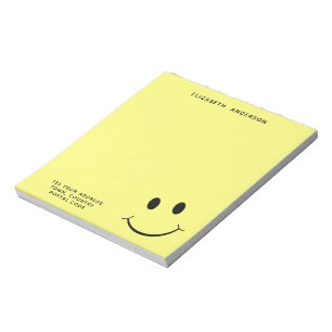Bloc-note Adresse personnalisée à visage jaune joyeux