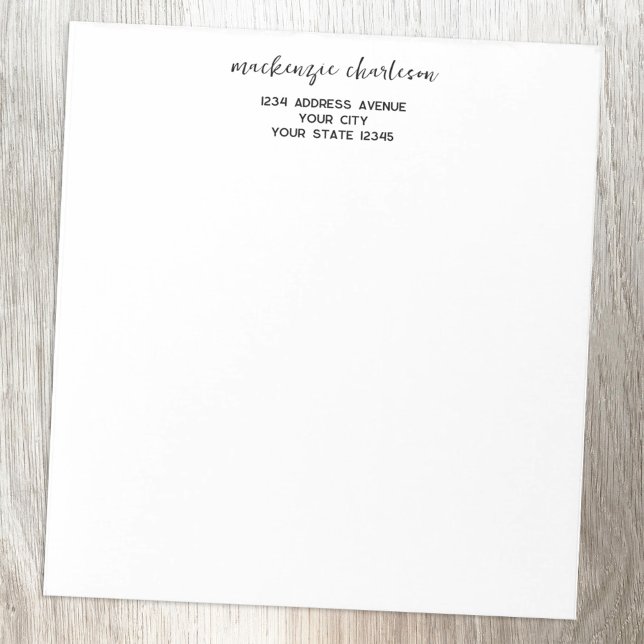 Bloc-note Adresse personnalisée de script moderne simple (Simple modern minimalist script personalized notepad)