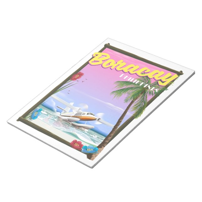 Bloc-note affiche de voyage sur la plage de Boracay aux Phil (Incliné)