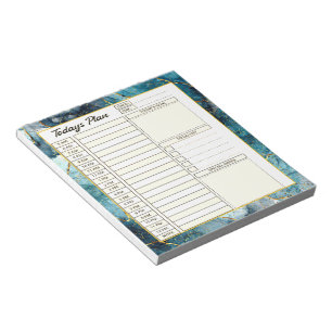Bloc-note Agenda pailleté bleu et or à motif marbre
