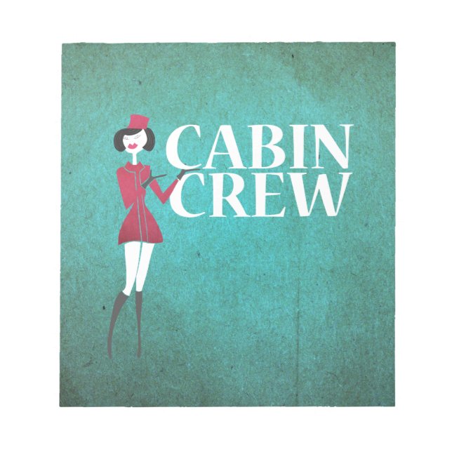 Bloc-note Agent de bord avec typographie de l'équipage Cabin (Devant)
