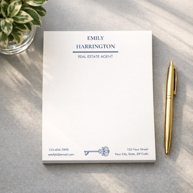 Bloc-note Agent immobilier Classic Key Navy (Créateur téléchargé)
