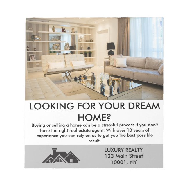 Bloc-note Agent immobilier moderne et élégant Personnalisé (Devant)