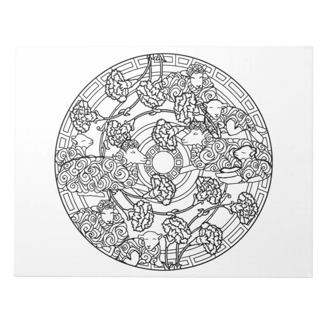 Bloc-note Agneaux Moutons Mandala Coloriage Livre (Devant)