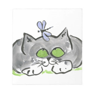Bloc-note Aiguille raccommodante bleue et chaton gris