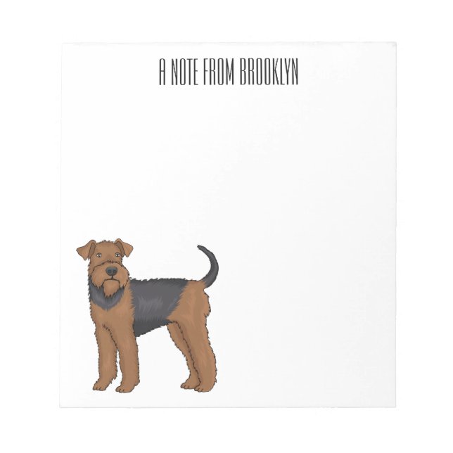 Bloc-note Airedale terrier dog cartoon (Devant)