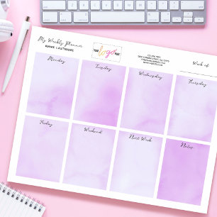 Bloc-note Ajouter le nom du logo Aquarelle violette Planific