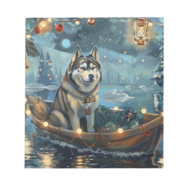 Bloc-note Alaskan Malamute Noël Festive Voyage (Devant)