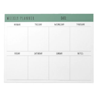 Bloc-note Alexandrite Teal Simple Modern Weekly Planner