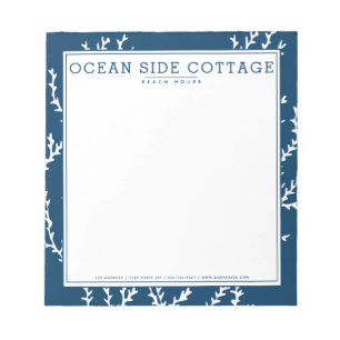 Bloc-note Algues, Élégant Indigo Nautical Beach House Style