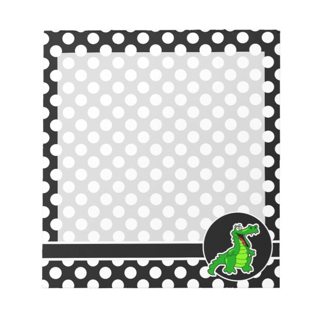 Bloc-note Alligator sur les Pois noirs et blancs (Devant)