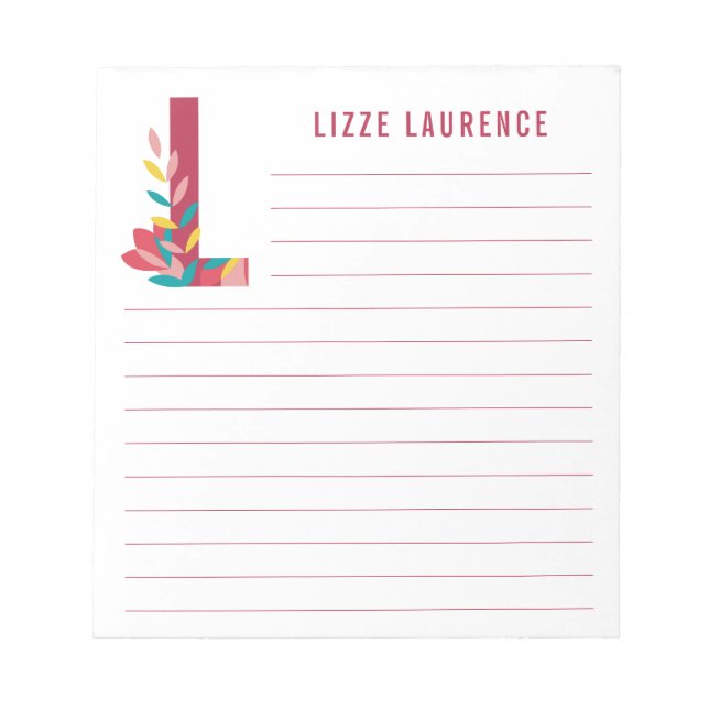 Bloc-note Alphabet floral Abstrait (Devant)