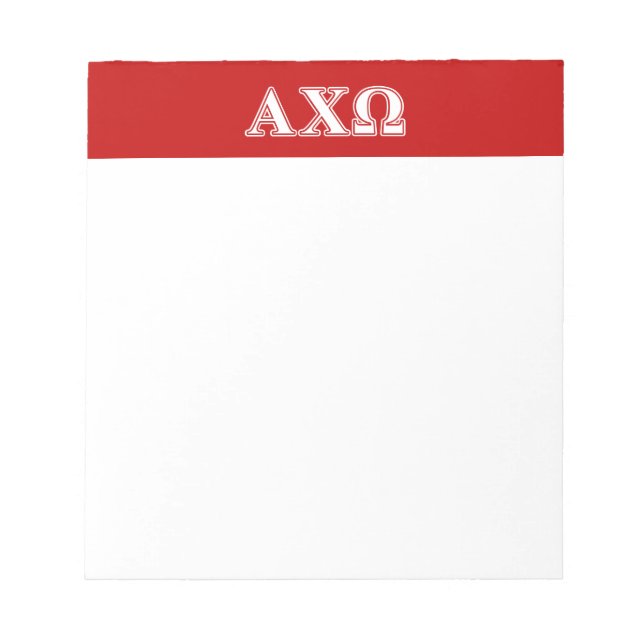 Bloc-note Alphi Chi Omega White and Red Letters (Devant)