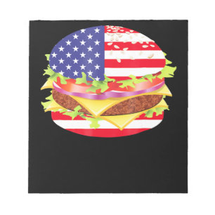 Bloc-note Amateurs de barbecue Hamburger USA Drapeau 4 jui