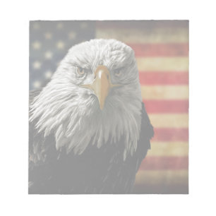 Bloc-note American Bald Eagle on Grunge Flag
