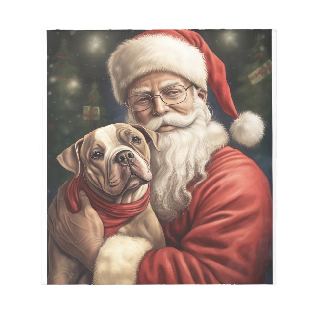 Bloc-note American Staffordshire avec Noël au Père Noël (Devant)