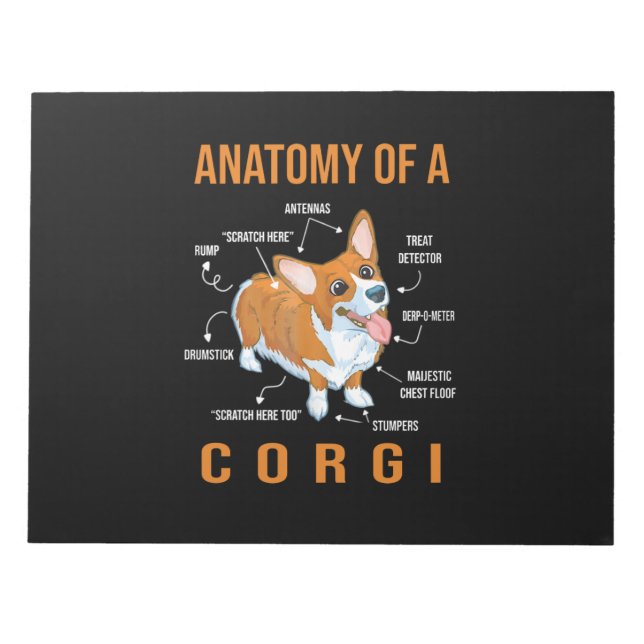 Bloc-note Anatomie d'un chien de Corgi Funny (Devant)