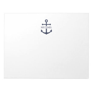 Bloc-note Ancre bleue marine Nom personnalisé
